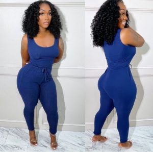 sleeveless drawstring catsuits jumpsuit