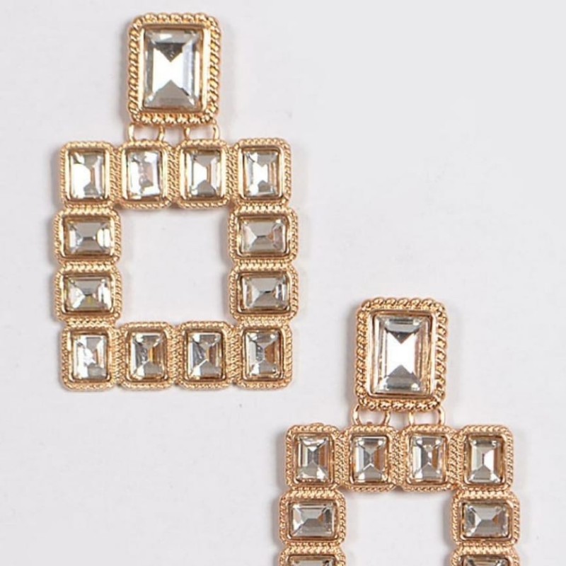 RHINESTONE CUBIC EARRING DAZZLE