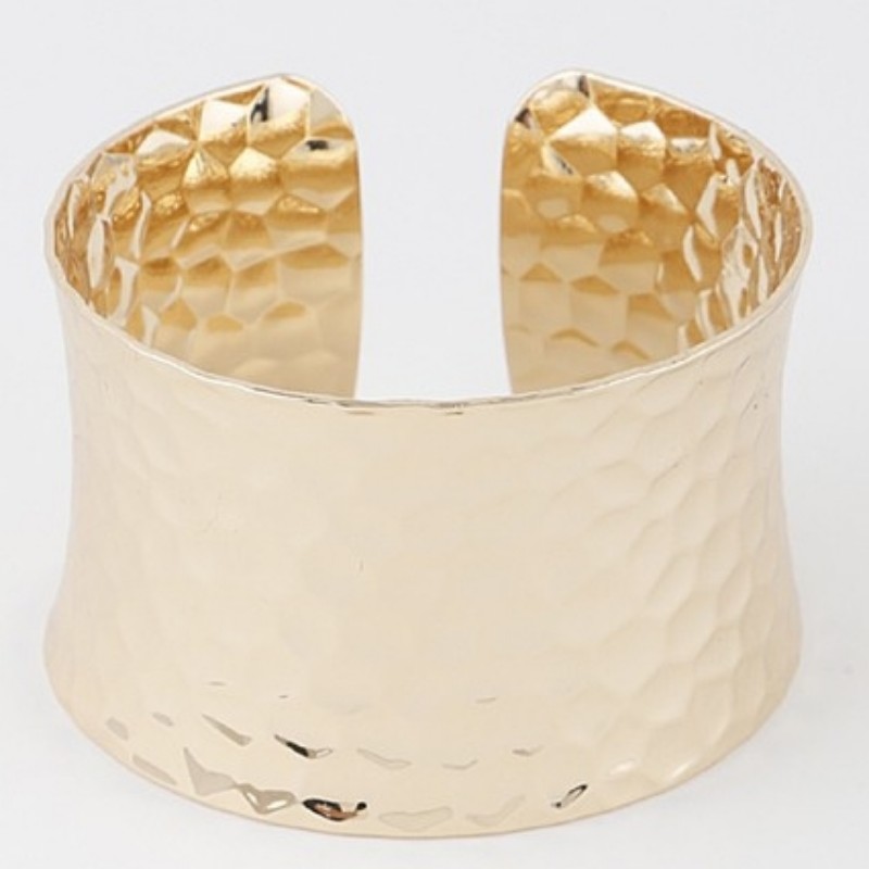 WIDE HAMMERED CUFF BRACELET