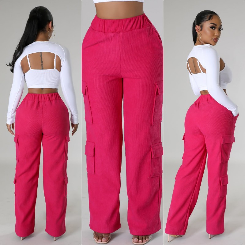 Corduroy Cargo Pants pink