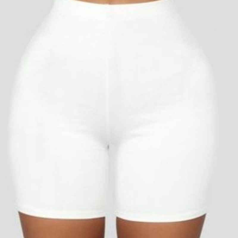 WHITE BIKER SHORTS COTTON