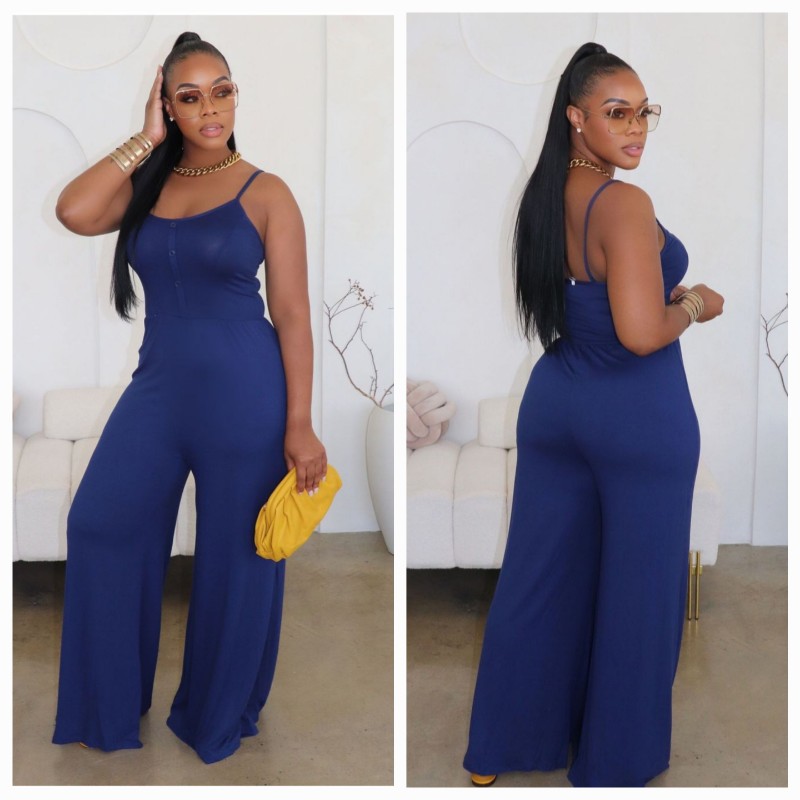 BUTTON WIDE LEG JUMPSUIT