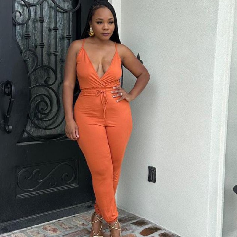 sleeveless tie waist jumpsuit