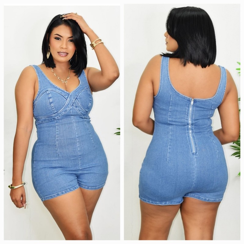 Bustier zip up romper